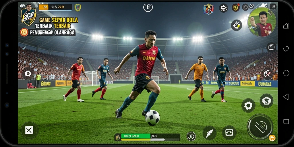 Tampilan gameplay yang mendebarkan di lapangan sepak bola.
