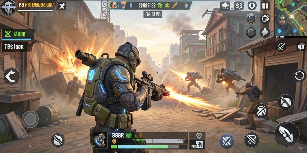 Screenshot gameplay 888R menampilkan pertempuran intens dengan grafis tinggi.