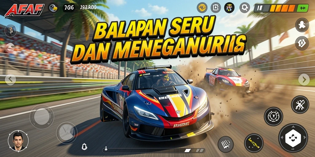 Tangkapan layar menampilkan aksi balap mendebarkan dari AFAF.