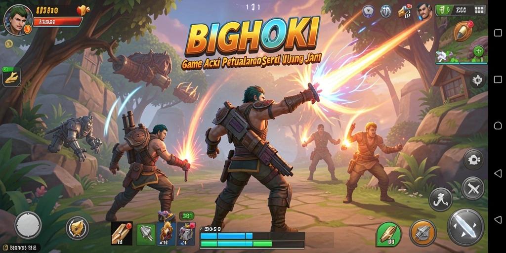 Tampilan gameplay BIGHOKI yang mendebarkan dan penuh aksi.