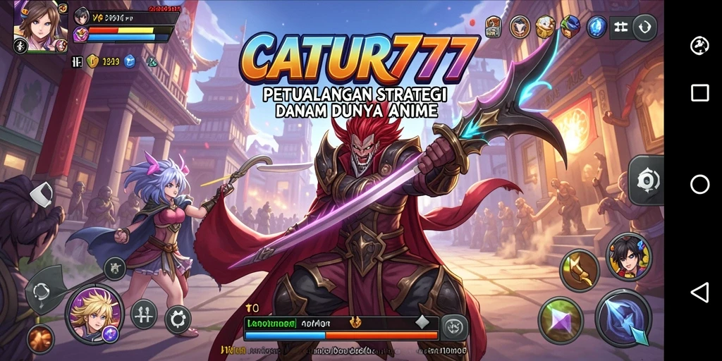 Tampilan gameplay memukau dalam CATUR777 dengan karakter anime.