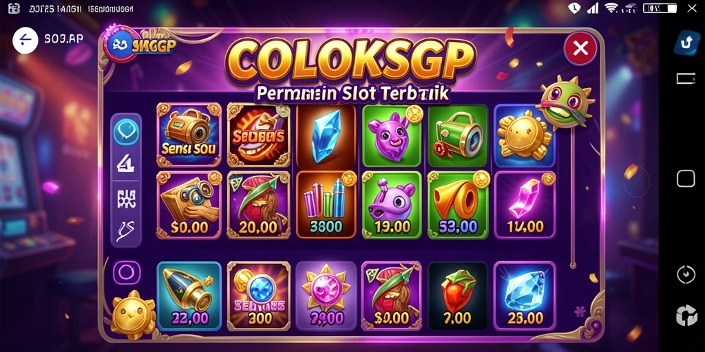Tampilan menarik gameplay COLOKSGP dengan tema slot berwarna-warni.