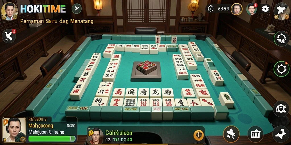 Screenshot gameplay HOKITIME menampilkan keseruan menyusun ubin Mahjong.