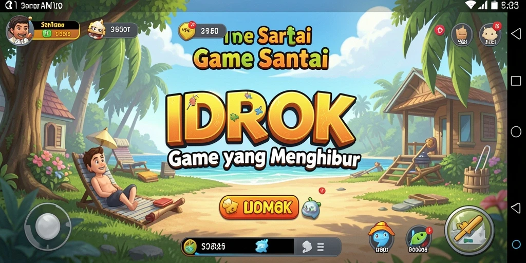 Tampilan gameplay utama game IDROK yang menarik dan ceria.