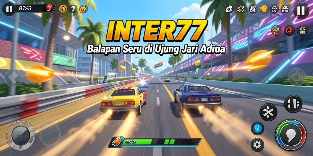 Tangkapan layar dari gameplay INTER77, menampilkan balapan seru in-game.