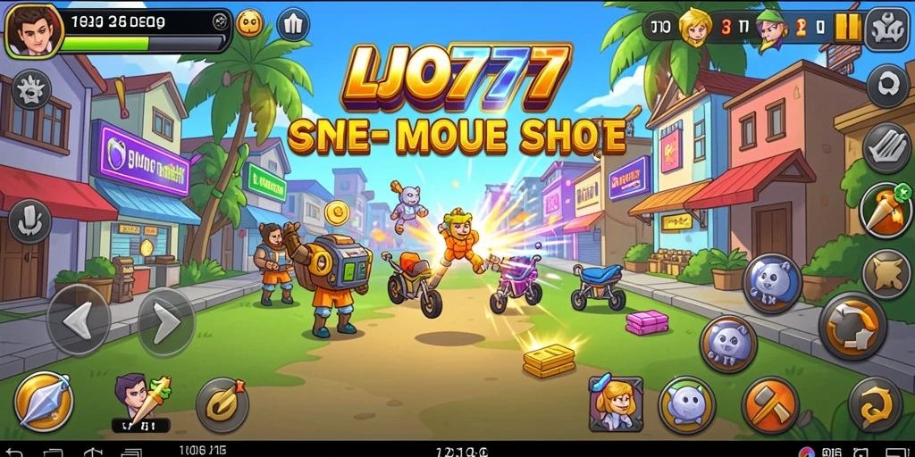 Tampilan gameplay LJO777 yang menampilkan proses pengumpulan sumber daya.