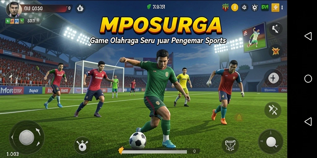 Screenshot gameplay MPOSURGA menampilkan aksi olahraga yang mendebarkan.