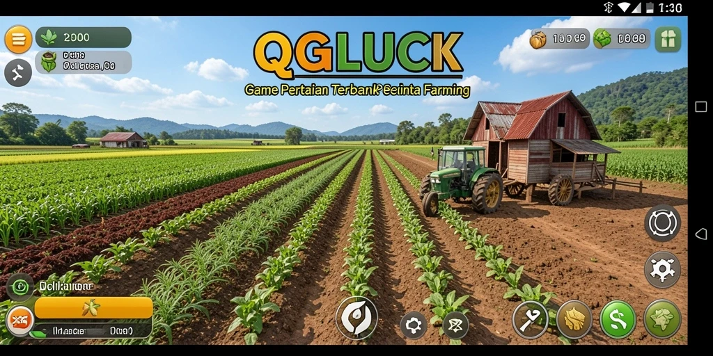 Tampilan gameplay QGLUCK yang menampilkan aktivitas bertani yang seru.