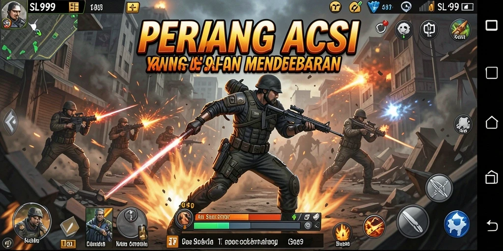 Screenshot SL999 menampilkan aksi pertempuran yang mendebarkan dan karakter yang beragam.