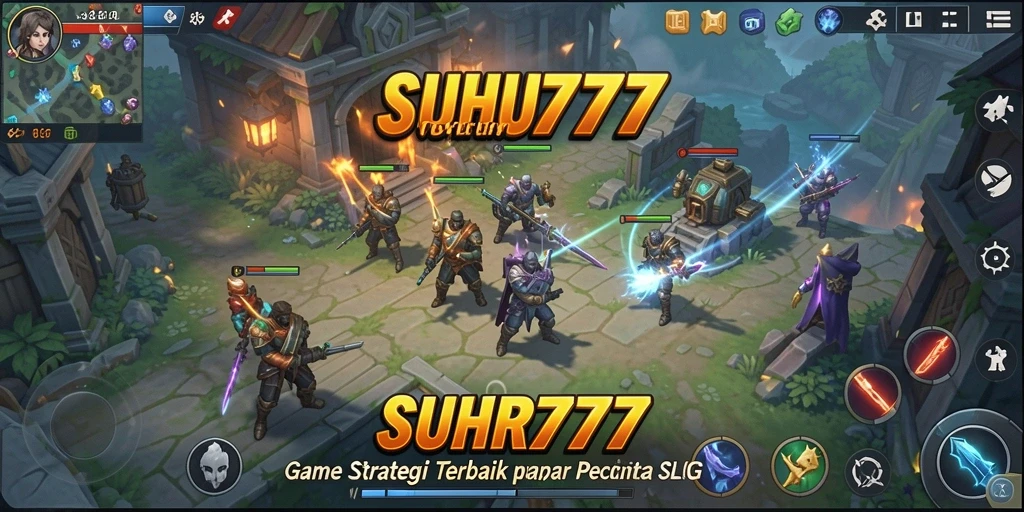 Tampilan gameplay <strong>SUHU777</strong> dengan strategi dan pertempuran menegangkan.