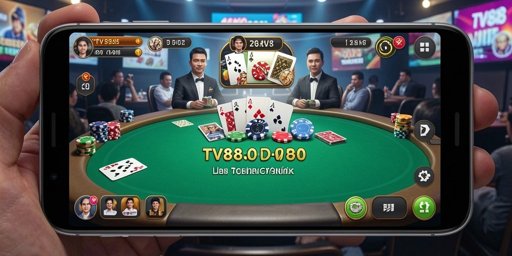 Tampilan gameplay Poker yang menyenangkan dan interaktif di TV888.